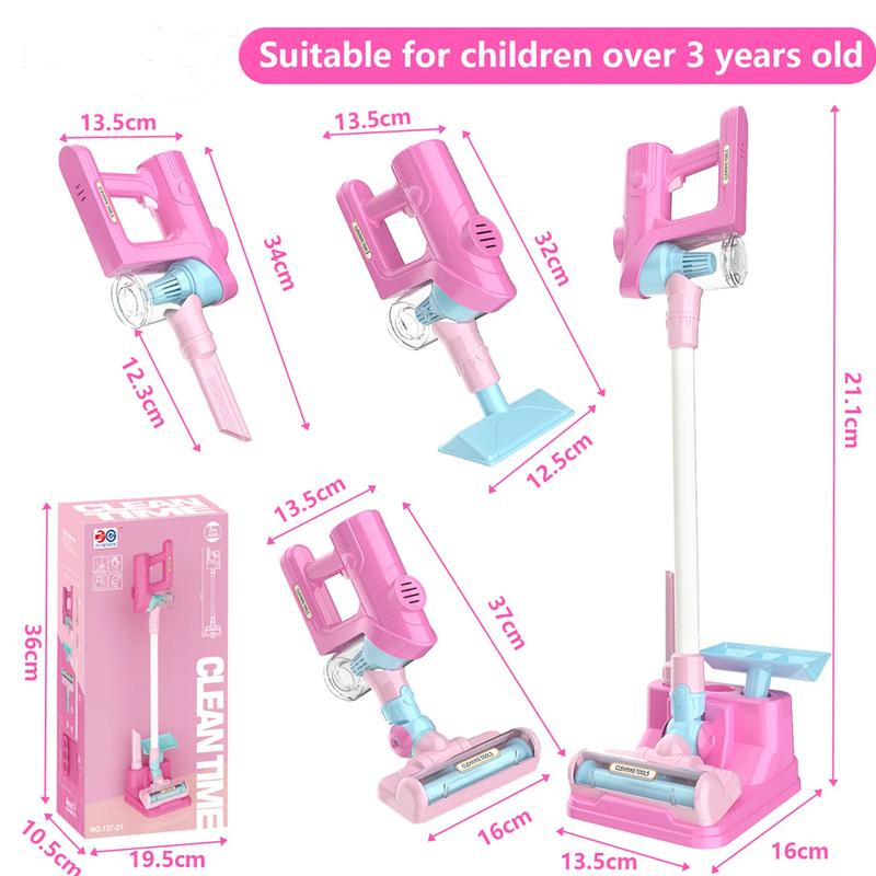 3 in 1 Household Kids Cartoon Vacuum Cleaner， Toddler Toy Vacuum Cleaner, Cleaning Set for Ages 3+ ,With Music, Lights and Pretend Play，,Pretend Play  Really Works，MONTESSORI STYLE LEARNING， for Learning for Children 3+.pink christmas decorations