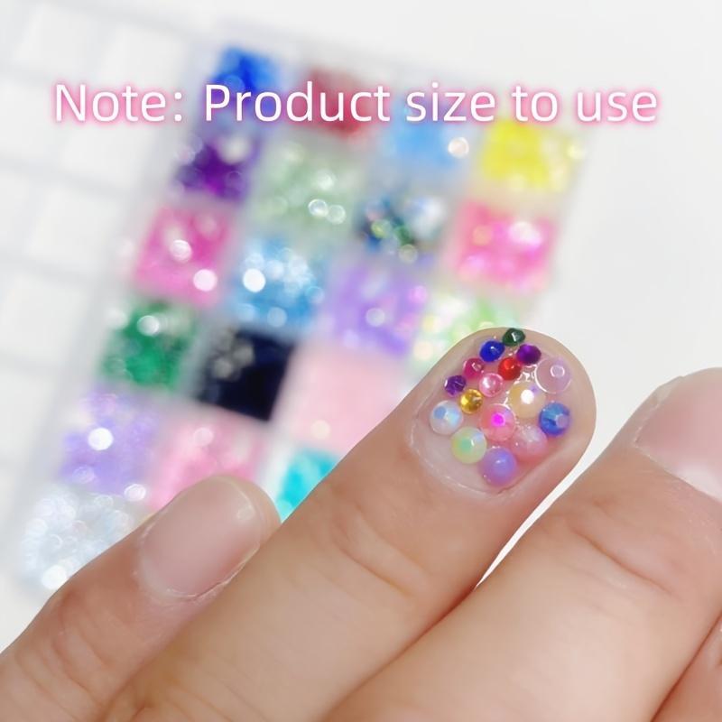 24 Grid Resin Color Diamond Box, Mixed Color Round Diamond for DIY Fashion, Shoes, Clothing, Makeup & Bags, Nail Art Accessories