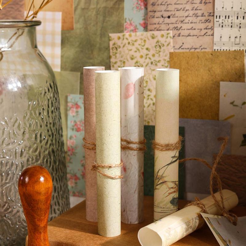 60pcs set Vintage Poster Material Paper, Retro Material Paper For DIY Scrapbook Decoration