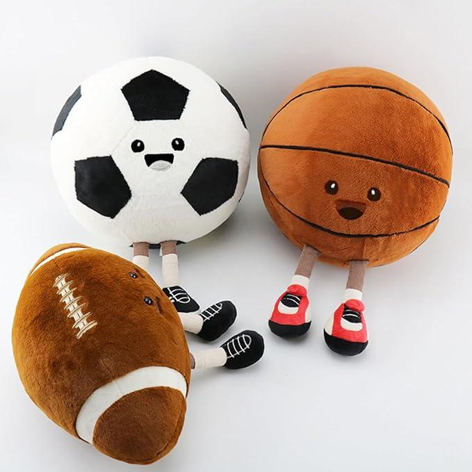 Jellycat Basketball, American football,Football,Stuff Sport Plushes, Basketball Gifts for Boys and Girls, Soft Sports Pillows Basketball Stuffed Animal Room Decor