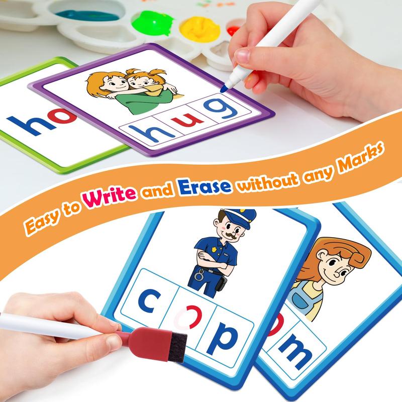 Torlam CVC Word games Phonics Games Sight Words Flash Cards Vowel Spelling Flashcards for Spelling  Reading and Literacy Fun