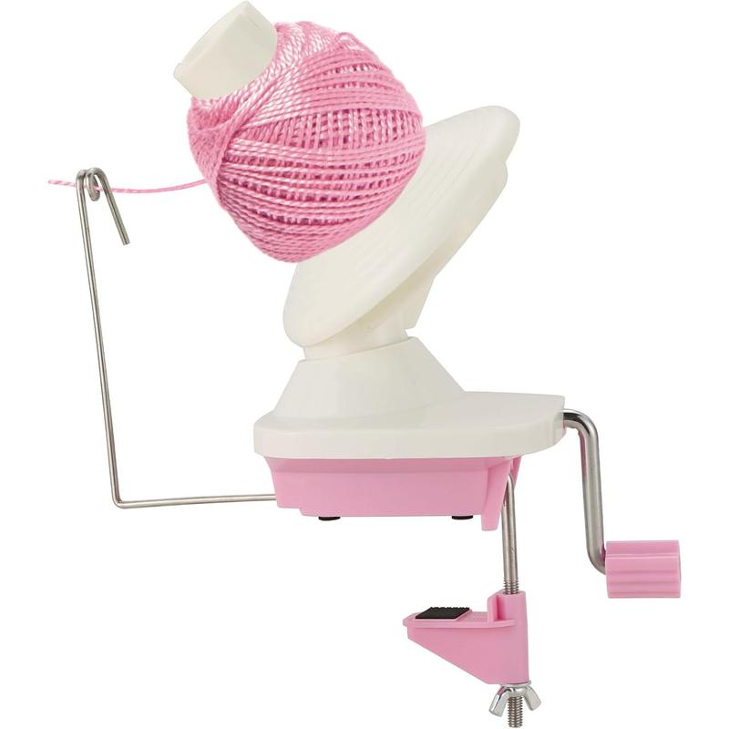 Manual Yarn Ball Winder with Holder, Hand-Operated Swift for Fiber String Yarn (Pink)