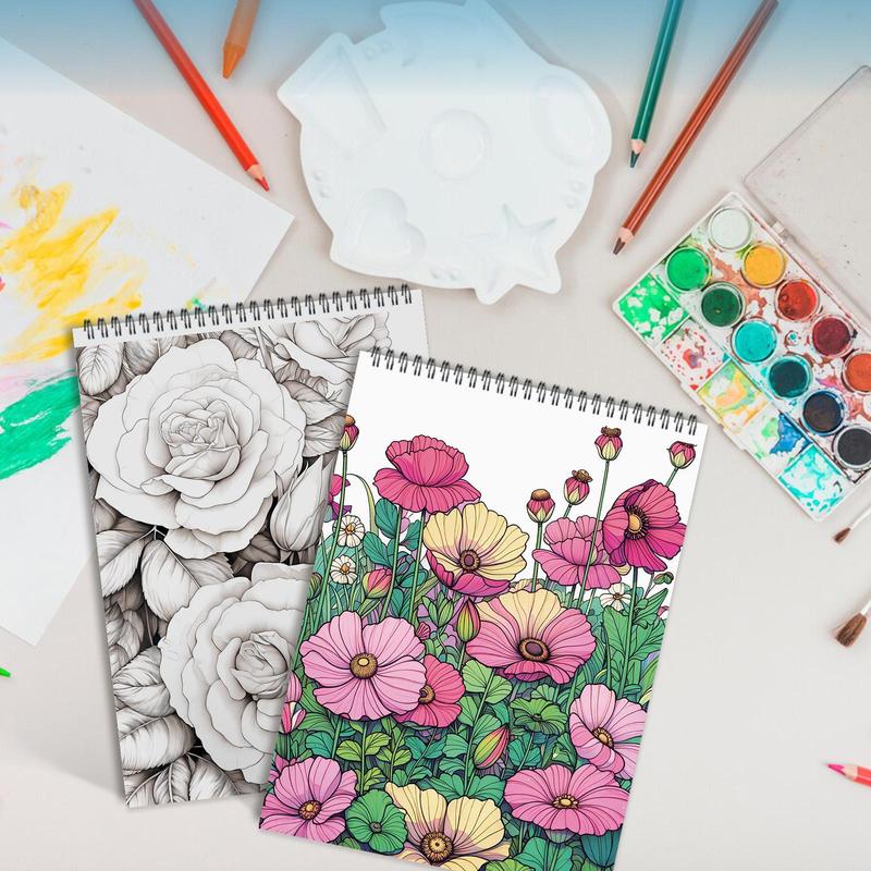 Dream Garden Theme Coloring Painting, Various Floral Patterns Exquisite Flower Blooming Details Design Lifelike, Christmas Perfect Gifts