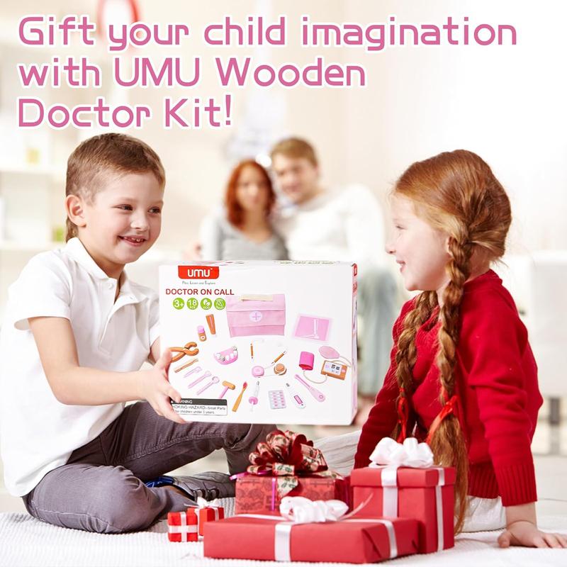 Doctor’s Kit Play Set for Kids, Pretend Toy 18 PCS Doctor Playset for Toddlers, Dentist Kit Doctor Role Play Set, Doctor Kit for Toddlers and Kids Ages 3+ 4 5 6 Year Old Boys and Girls, Pink