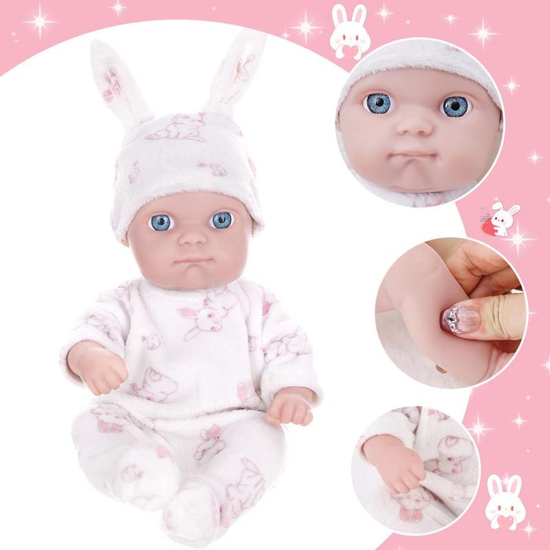 Rabbit Ear Design Doll with Clothes, 3 Counts set Cute Doll with Hat & Bodysuit, Doll Accessories for Girls, Dolls for Kids