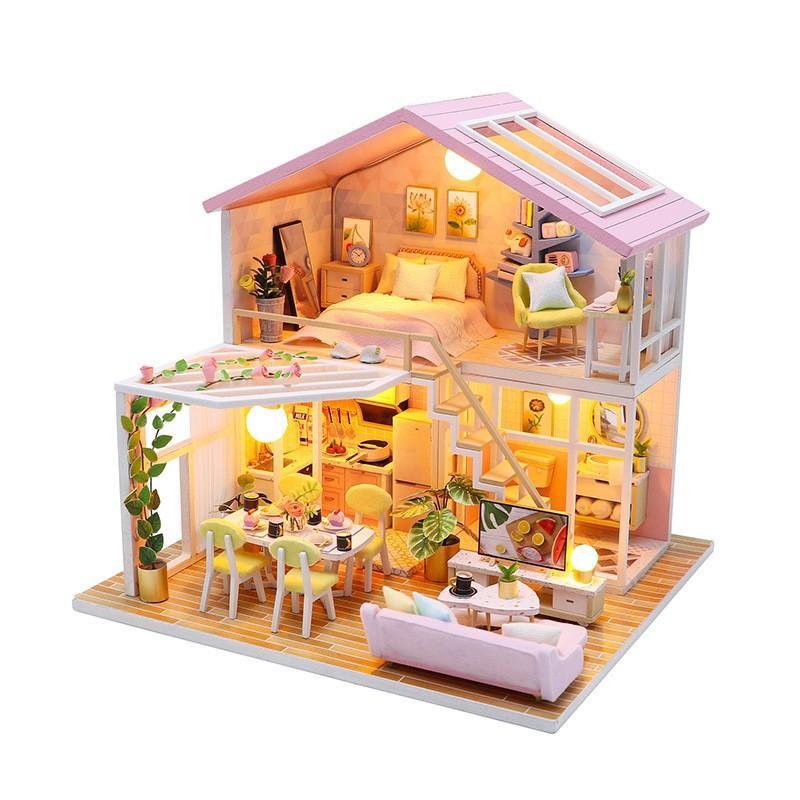 DIY 3D Wooden House Model (1 Box), DIY Miniature House Bookend, Micro Landscape Scene Cottage House, Birthday Gift for Teenager