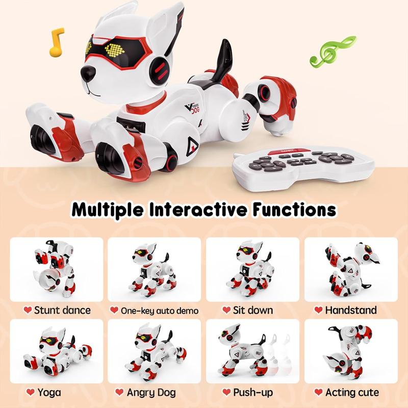 Interactive Remote Control Robot Dog Toy – Smart Programmable Robotic Puppy with Voice Control, Stunt Moves, Music, and Imitation Features