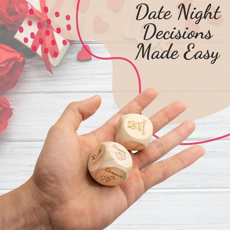 Deluxe Date Night Dice Game - Fun Romantic Couples Gift - 5 Dice, Decision Coin, Board & Carry Bag for Bachelorette, Anniversary, Wedding, Bridal Shower - Food Dice for Girlfriend Wife Husband Him Her Christmas gifts