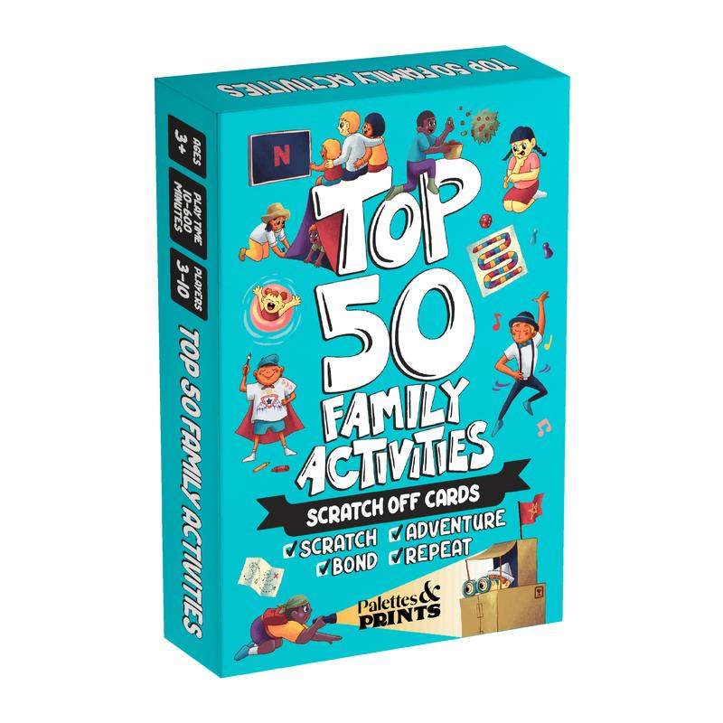 Palettes and Prints Top 50 Family Activities - 50 Fun Scratch Off Family Adventures and Family Games for Deep Bonding - Fun for Kids and Adults - Gifts for Family - Perfect for Family Fun Time & Family Night