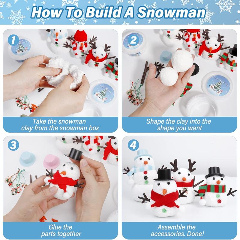 12 Pack Christmas Craft, DIY Snowman Kit for Kids, Build a Snowman Kit Indoor Decorations, Creative Kids Air Dry Modeling Clay .