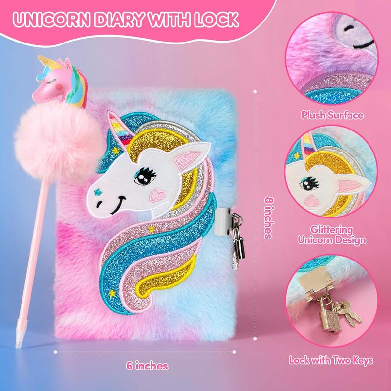 Christmas gift Unicorn Gifts for Girls, 10 PCS Unicorn Toys with Light Up Star Pillow Plush Diary DIY Water Bottle Kits for Girls