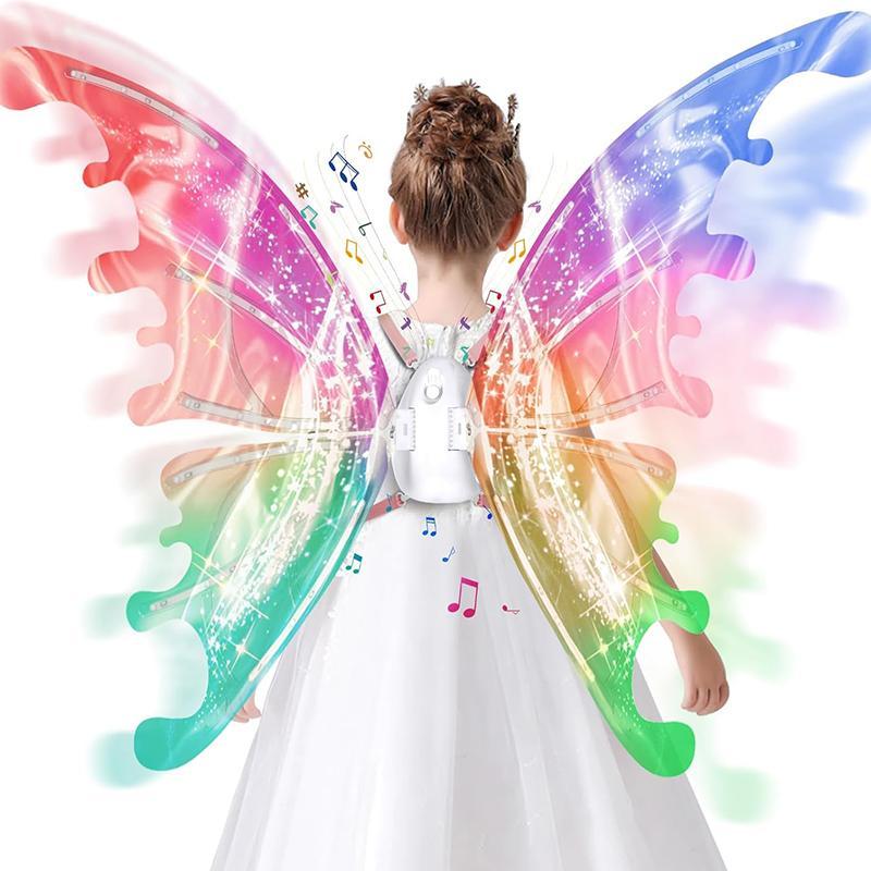 Electric Butterfly Wing Toy with Light & Music, 1 Set Battery Powered Butterfly Wing Toy & Accessories, Pretend Play Toy for Girls