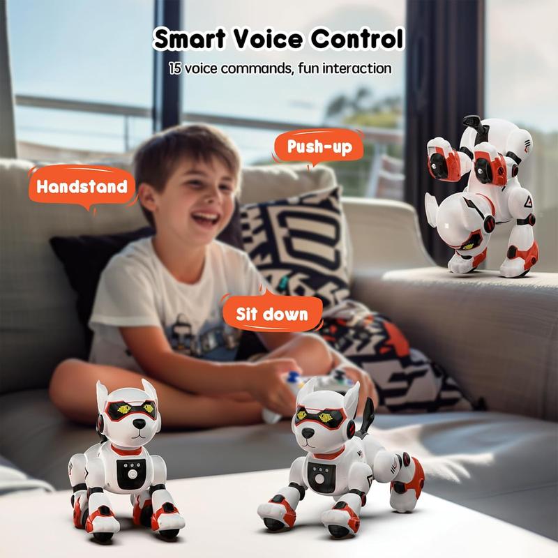 Interactive Remote Control Robot Dog Toy – Smart Programmable Robotic Puppy with Voice Control, Stunt Moves, Music, and Imitation Features