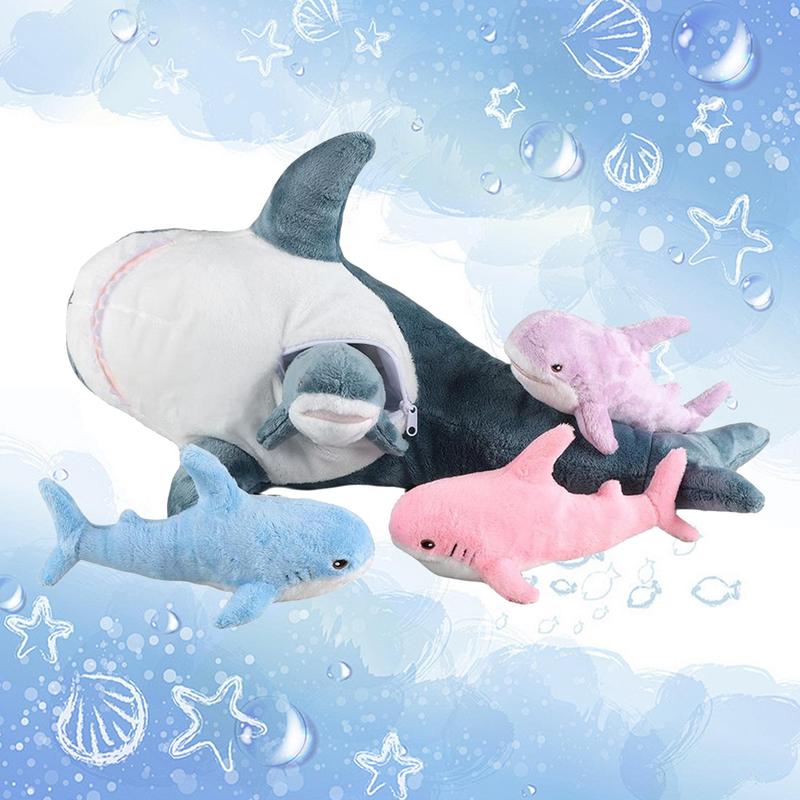 Home Giant Shark Stuffed Toys, 5 Counts set Soft Plush Pillows, Creative Comfort Animal Plushie Doll Pillow for Room Decor, Fun Birthday Gift, Sofa Ornaments,  Stuffed Animals