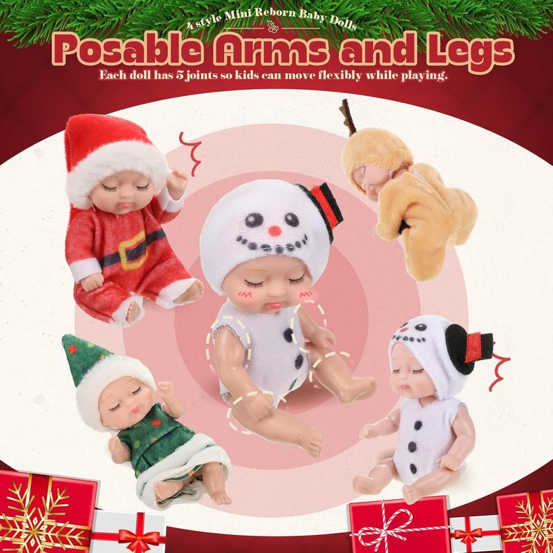 Classic Holiday Style Mini Dolls, 6 Counts box Lifelike Realistic Dolls, Cute Reborn Dolls, Birthday Gift Sets, Best Gifts for Kids