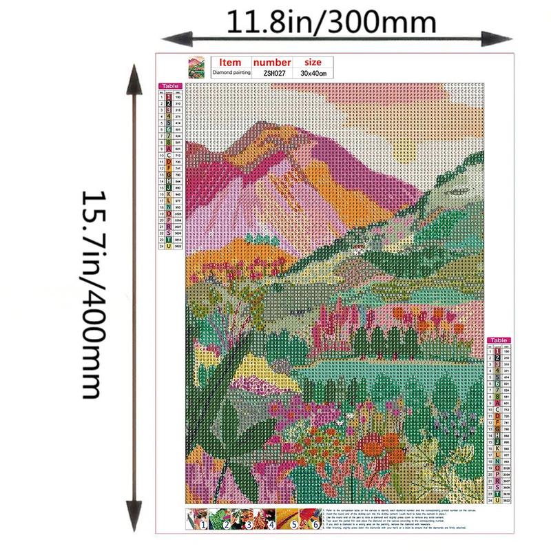 Flower Landscape Pattern Diamond Painting Kit, DIY Diamond Painting Without Frame, Handmade Art Crafts For Home Decor