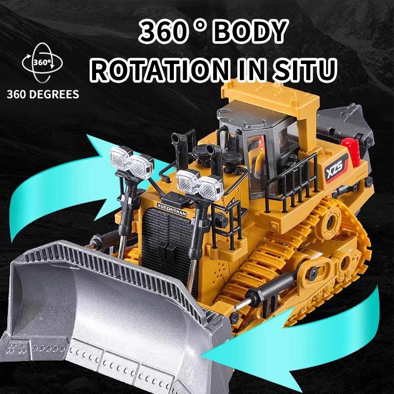 Alloy 2.4G 11 9 CH Remote Control Excavator RC Model Car Toys Dump Truck Bulldozer Engineering Vehicle With Led Lights Music,Christmas Birthday Gifts Engineering Car Children Electric Toy