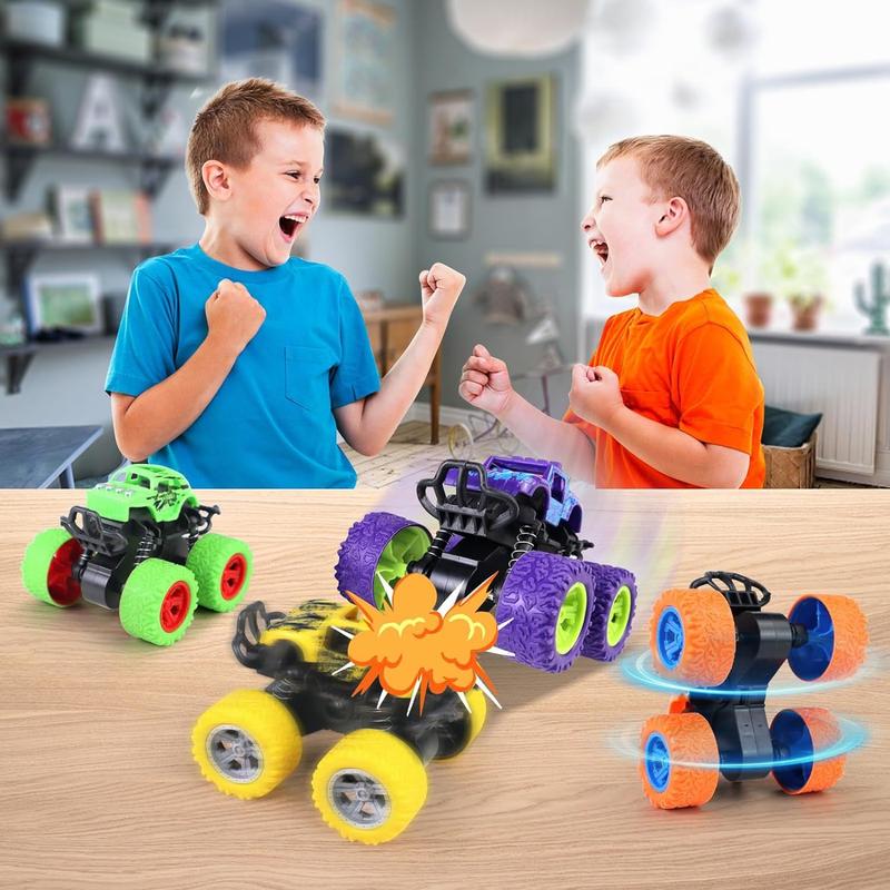 Monster Truck Toys, Pull Back Vehicles Toys, Friction Powered Toy, Mini Push and Go Car Truck Inertia Vehicle, for Kids Best Christmas Birthday Party Gift for Boys Girls Aged 3 and Above