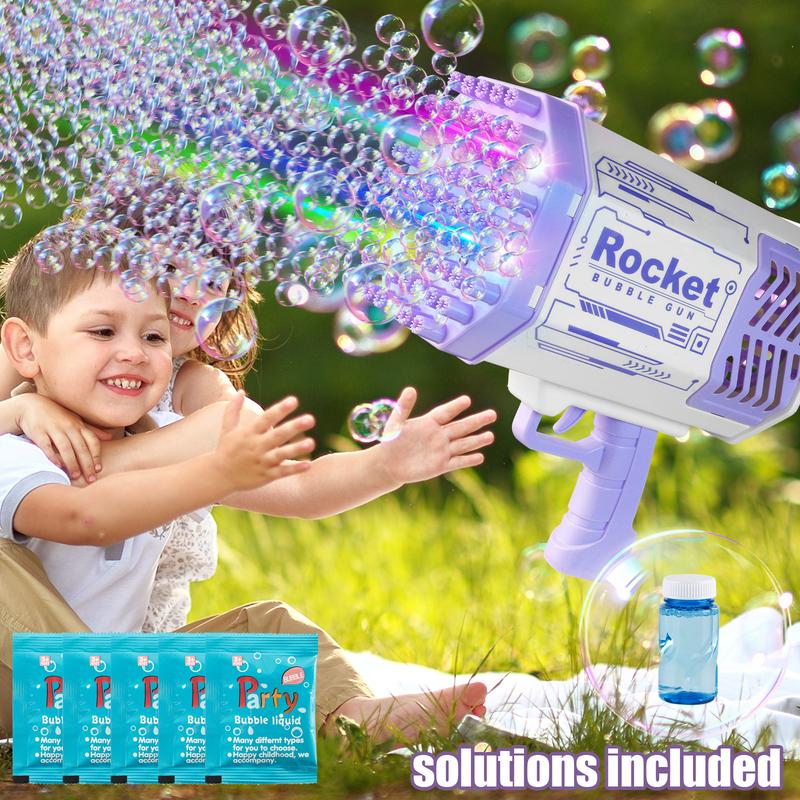 Bubble Machine Bubble Blaster Toys for Kids Bubble Maker with 69 Holes and Colorful Lights