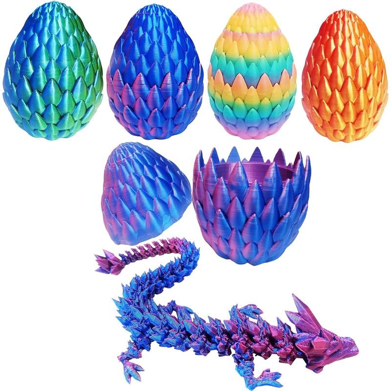 12inch 3D Printed Dragon Egg, Mystery Crystal Dragon Toys,Articulated Dragon,Home Desk Decor Easter Surprise Dinosaur Eggs (Laser Purple)