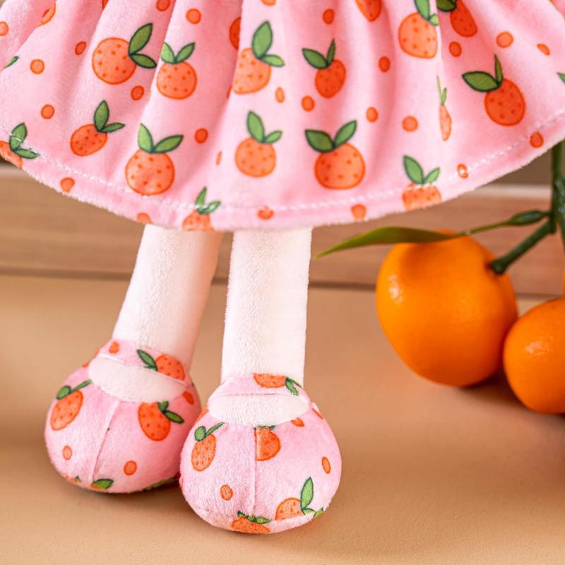 Plush Doll First Baby Dolls Baby Girl Gift Christmas Gifts For 0 To 6 Years Girls Curly Hair With Orange Dress 12 inches