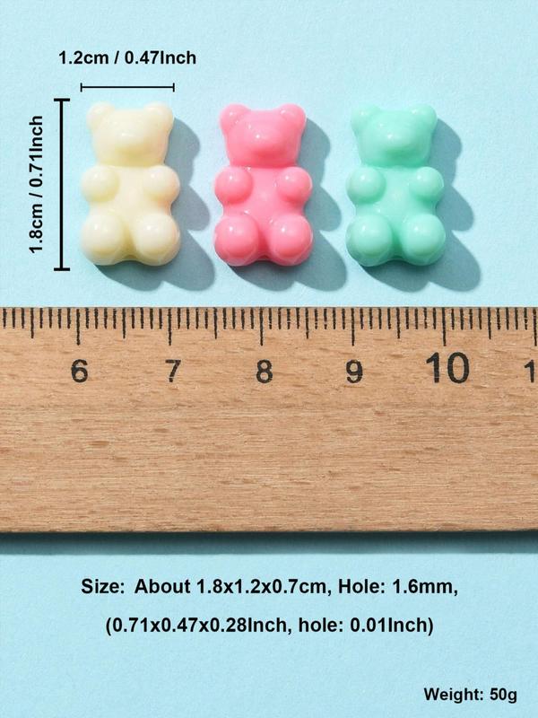 Mixed Color Bear Shaped Plastic Bead (50pcs), Cute Colorful Bead for Diy Necklace Bracelet Keychain Earring Pendant, Jewelry Making Accessories