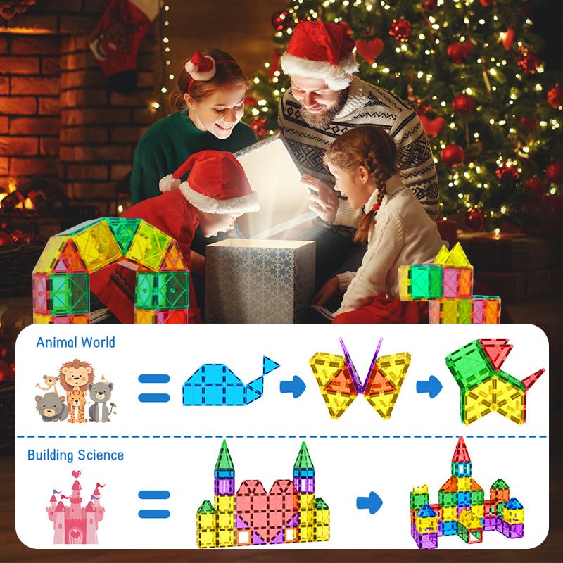 60 PCS Magnetic Building Tiles, Magnetic Tiles Kids Toys Magnet Toys for Toddler Magnetic Blocks Building Toys Preschool STEM Learning Sensory Montessori Toys for 3+ Year Old Boys and Girls, Safe Creativity Toddler Kids Toys, Christmas Toys Gifts