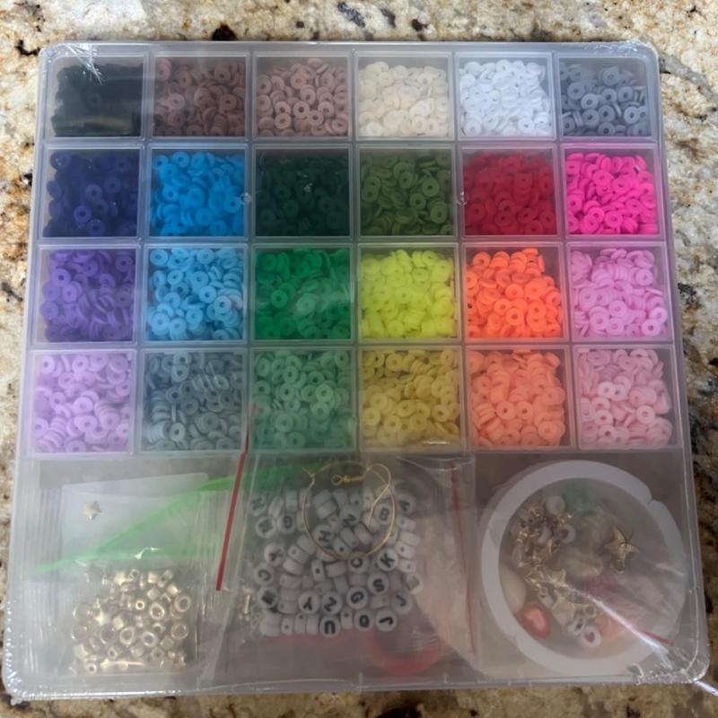 4200 Pcs Clay Beads Bracelet Making Kit, Friendship Preppy Flat Polymer Heishe Beads Jewelry Kits with Charms