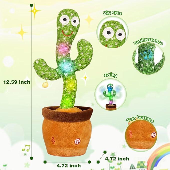 Emoin Dancing Cactus Toy, Talking Singing cactus Toys, Repeats & Recording What You Say, Mimicking Interactive toy, Interesting Birthday Gift