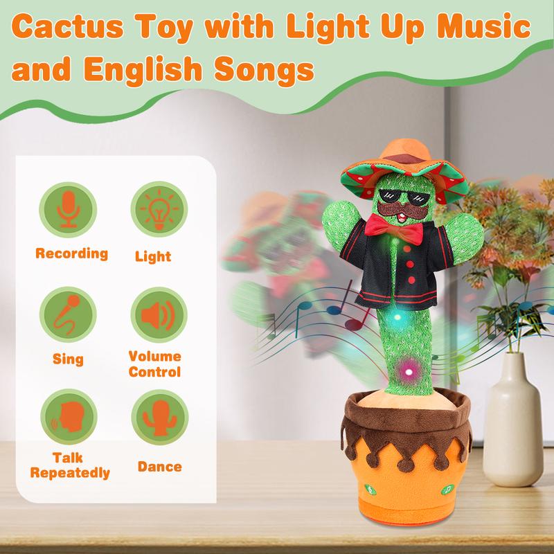 Emoin Dancing Cactus Toy, Talking Singing cactus Toys, Repeats & Recording What You Say, Mimicking Interactive toy, Interesting Birthday Gift