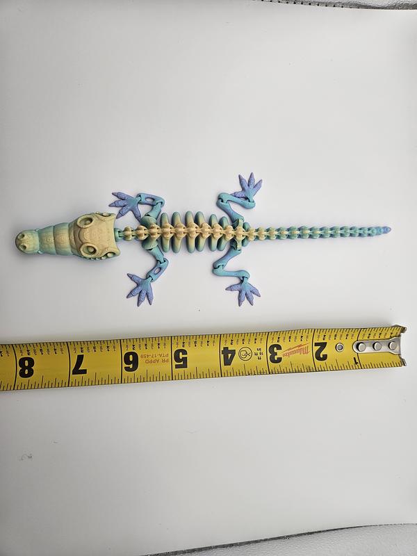 3D Printed Rainbow Articulating Skeleton Crocodile | 3D Printed Great Gift and Desk Figure