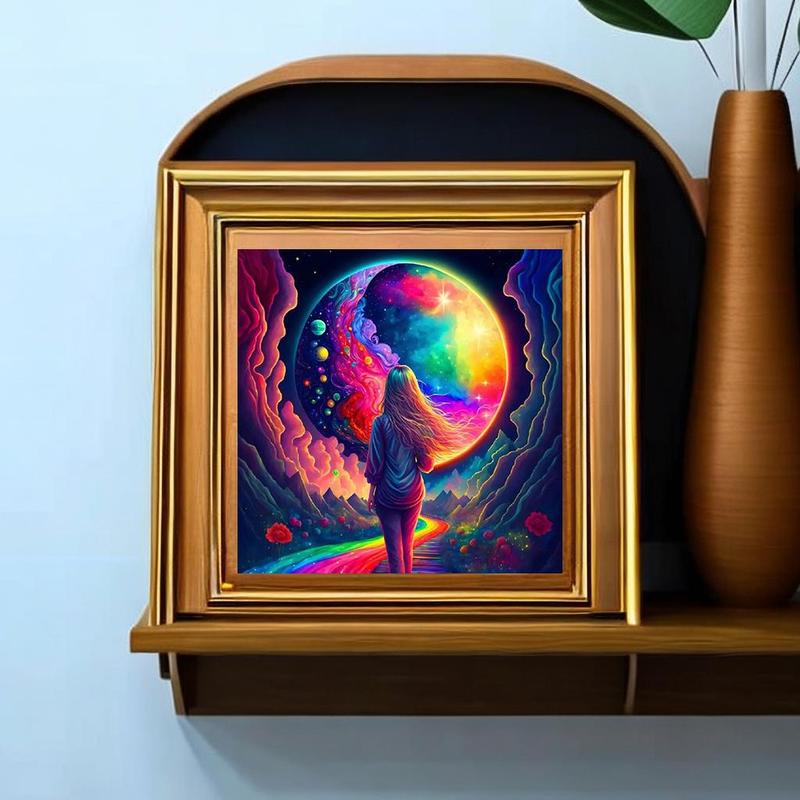 DIY 5D Diamond Arts Colorful Painting Kit Without Frame, Woman & Landscape Pattern Painting, DIY Decor Painting For Bedroom Living Room Office