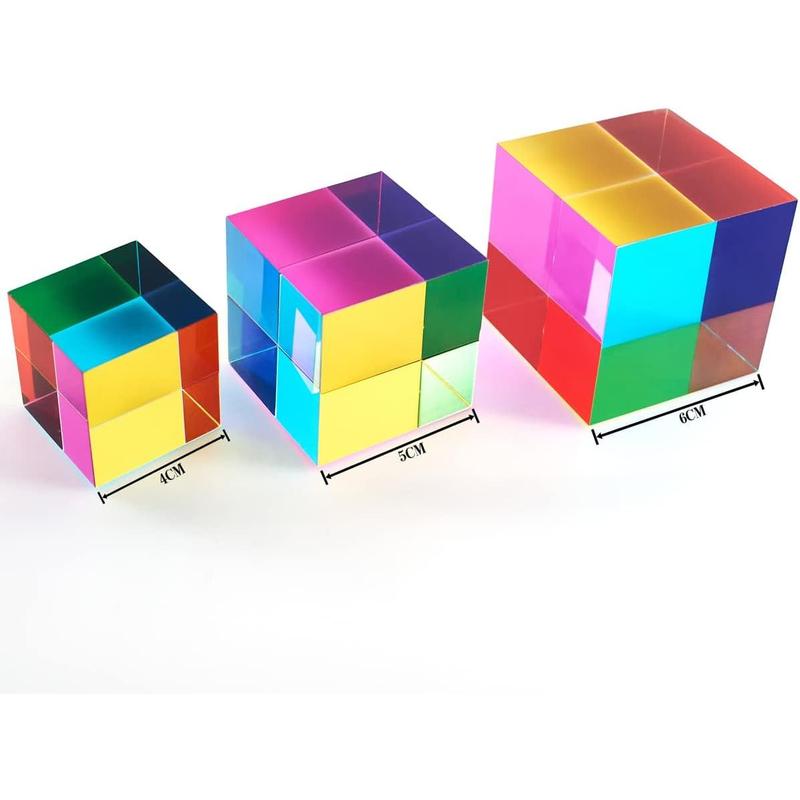 CMY Color Cube, 2.0 inch (50mm) Acrylic Mixing Color Cube Prism for Physics Education Desktop Decoration Scientific Toys,Gifts for Kids