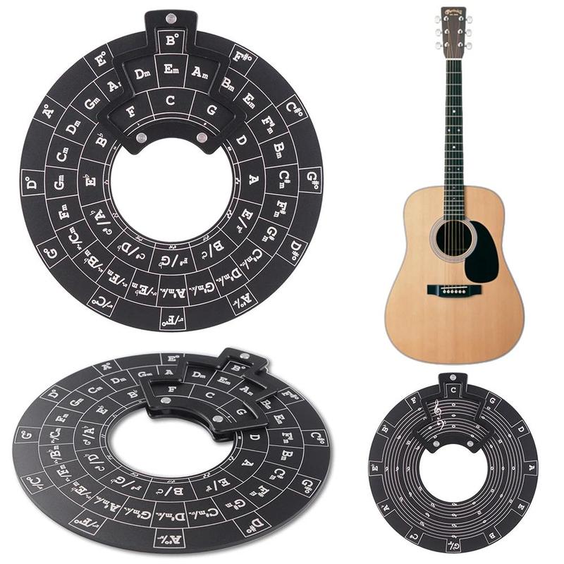 Guitar Chord Chart, 1 Set Guitar Chord Wheel with Stand Holder & Storage Bag, Music Theory Learning Tool for Musicians Songwriting