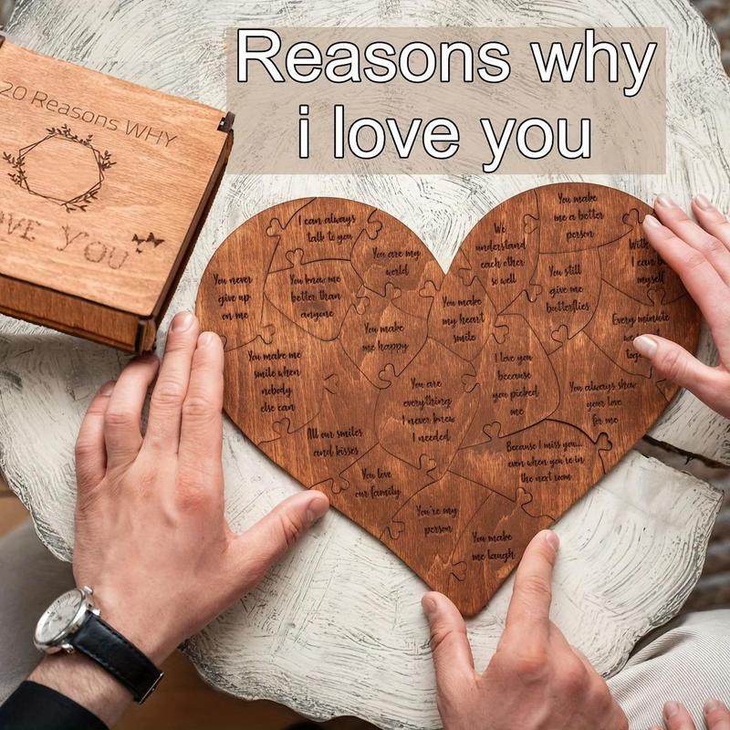 Wooden Heart Shaped Puzzle, 1 Count Creative Puzzle Gift for Couple, Wedding Anniversary Birthday Party  Gift for Couple & Friend