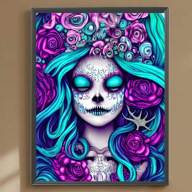 Frameless Artificial Diamond Arts Colorful Painting Kit, 1 Count DIY Girl Pattern Crafting Project, Decoration for House Halloween Decor