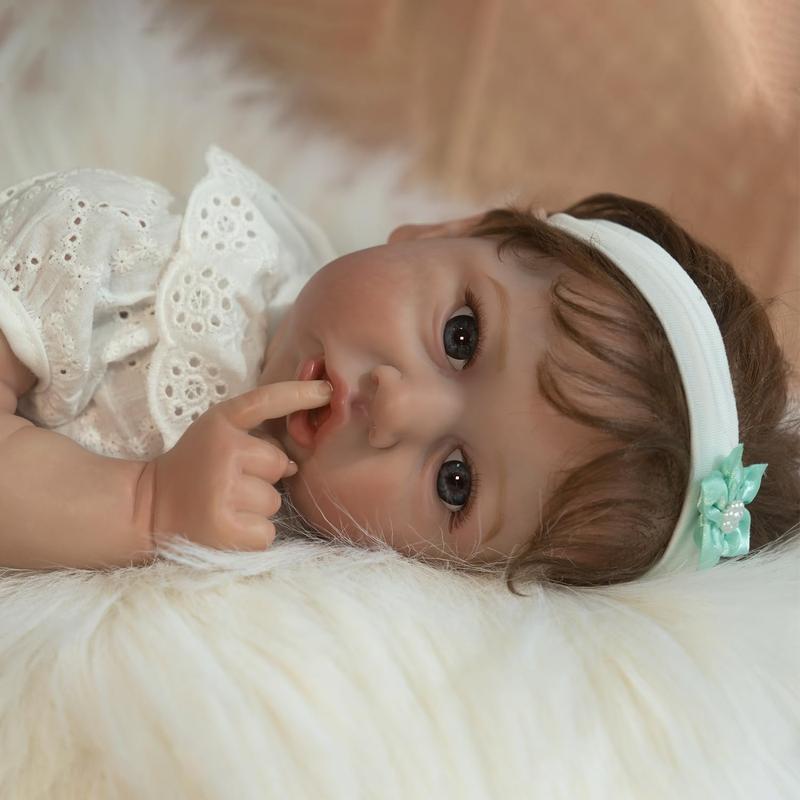 Wooroy Reborn Doll - 20-inch Newborn Girl Doll With Realistic Veins, Lifelike Handmade Vinyl with Weighted Cloth Body, Advanced Painted Gift Set for Kids Age 3+, Christmas Gift, Girl Gift, Birthday Gift, Big Sister Gift