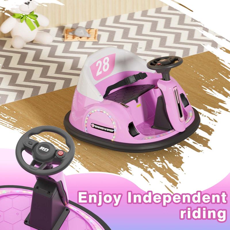 XJD 12V&6V Electric Ride on Bumper Car Toys for Kids, 360° Spinning Bumping Toy Gifts Cars, Music Play, LED Lights, Best Choice Products for kids