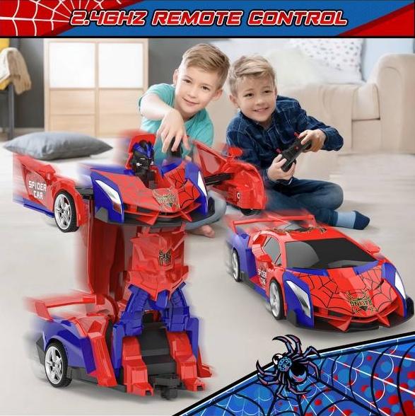 Blue JAY Transformer RC Car is suitable for 4-8 years old children, 2.4GHz remote control car 1:18 ratio transforming robot, one-key transformation 360° rotation, holiday gift Christmas gift birthday gift