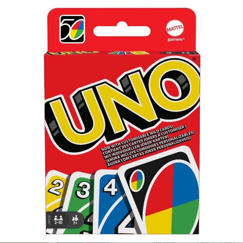 UNO - Classic Colour & Number Matching Card Game - 112 Cards - Customizable & Erasable Wild - Special Action Cards Included - Gift for Kids 7+, W2087