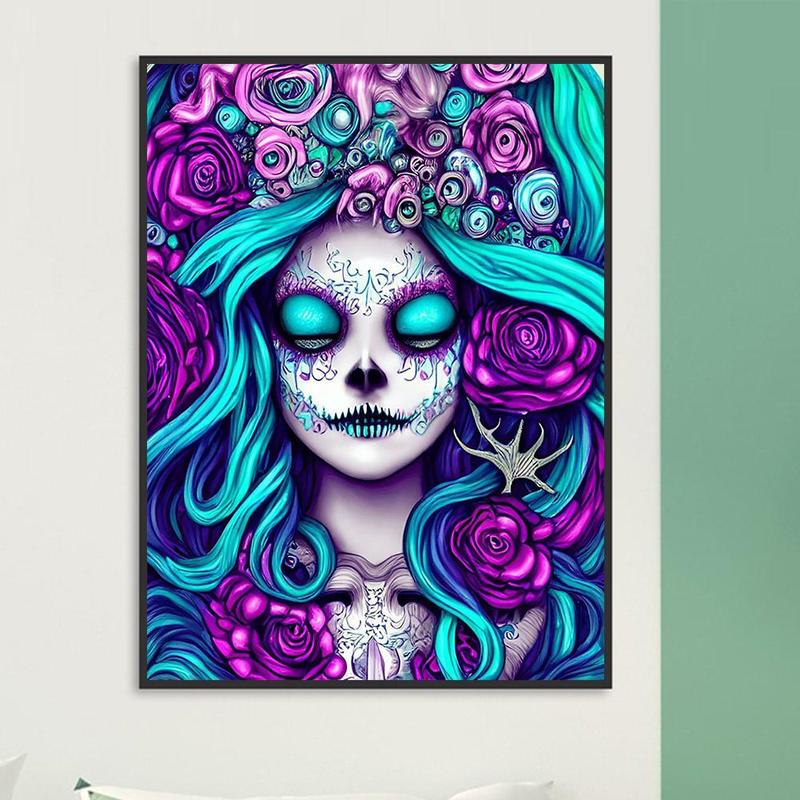 Frameless Artificial Diamond Arts Colorful Painting Kit, 1 Count DIY Girl Pattern Crafting Project, Decoration for House Halloween Decor