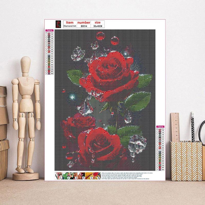 Rose Pattern DIY Diamond Arts Colorful Painting Kit without Frame, DIY 5D Diamond Arts Colorful Painting Kit, Wall Art Decor for Home Bedroom