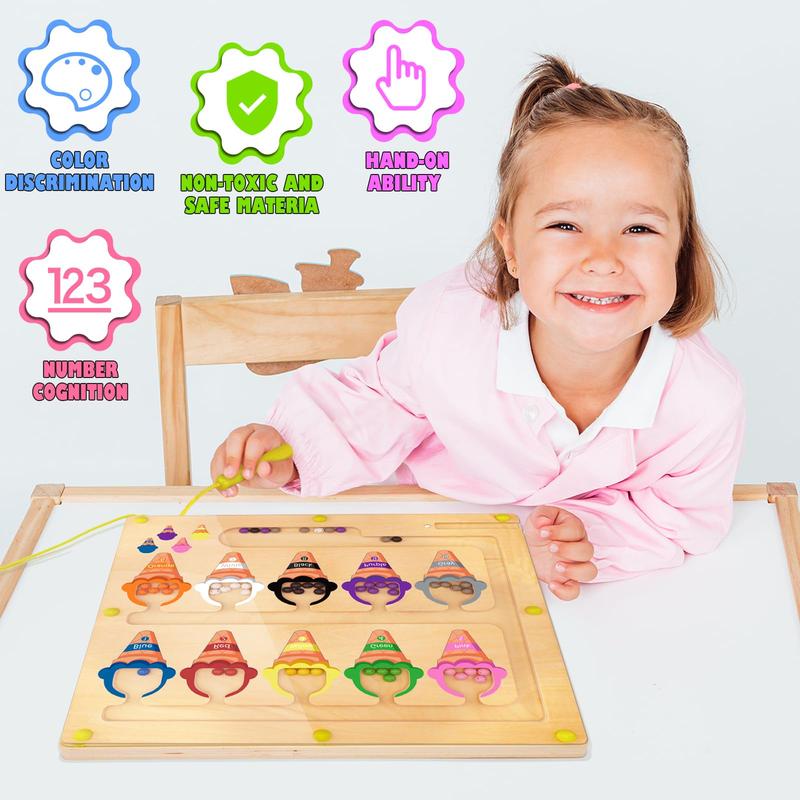 Christmas gifts kids toys, Ice Cream Magnetic Color and Number Maze, Wooden Color Matching Learning Counting Puzzle Board, Montessori Toys Gift for Boys Girls Toddlers Preschool 3 4 5 Years