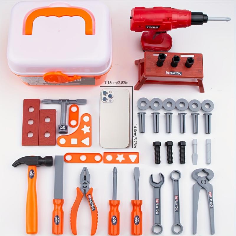 Children's Repair Tool Box Toy Set, Boy's Simulation Repair Electric Drill Engineering Repair Box, Mini Screw-driving Tool, Christmas Gift (batteries Not Included)