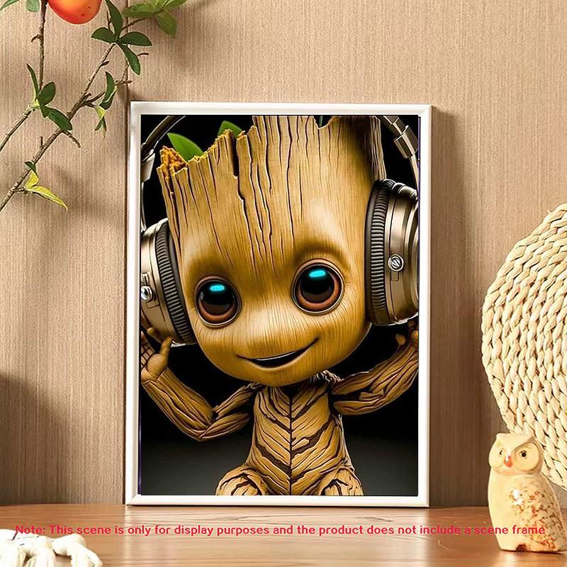 Cartoon Groot Design DIY Diamond Arts Colorful Painting Kit without Frame, DIY 5D Diamond Arts Colorful Painting Kit, Wall Art Decor for Home Bedroom