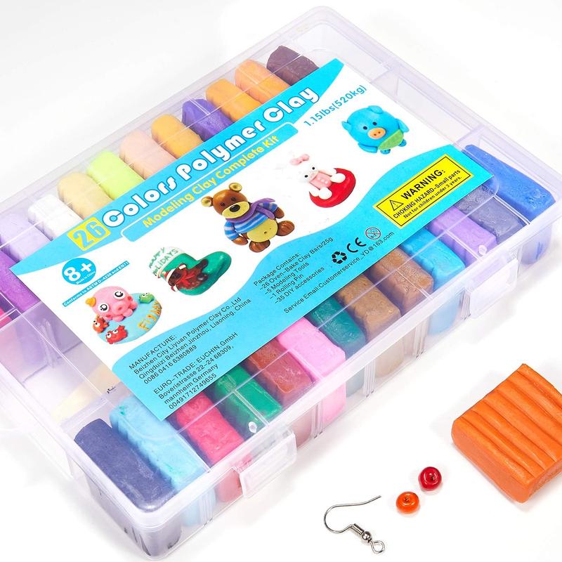 Polymer Clay Kit - 26 Colors Oven Bake Modeling Clay, Safe & Non-Toxic, Craft Gift for Kids. 0.7oz Color