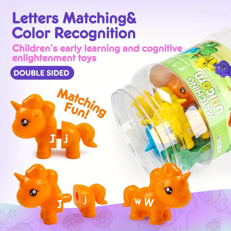 Matching Letters Fine Motor Toy, Double-sided Abc Unicorn Shaped Alphabet Match Game, Preschool Early Learning Montessori Toy, Educational Advanced Kids Toys, Back to School