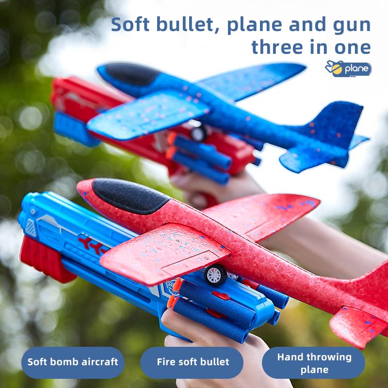 3 Pack Airplane Launcher Toys, LED Foam Glider Catapult Plane Toy for Boys with 2 Flight Modes DIY Stickers Outdoor Sport Flying Toys Birthday Gifts for Girls Boys 4 5 6 7 8 9 10 11 12 Year Old orbball