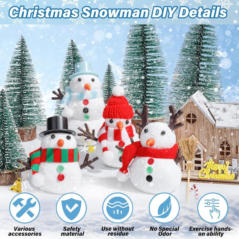 12 Pack Christmas Craft, DIY Snowman Kit for Kids, Build a Snowman Kit Indoor Decorations, Creative Kids Air Dry Modeling Clay .