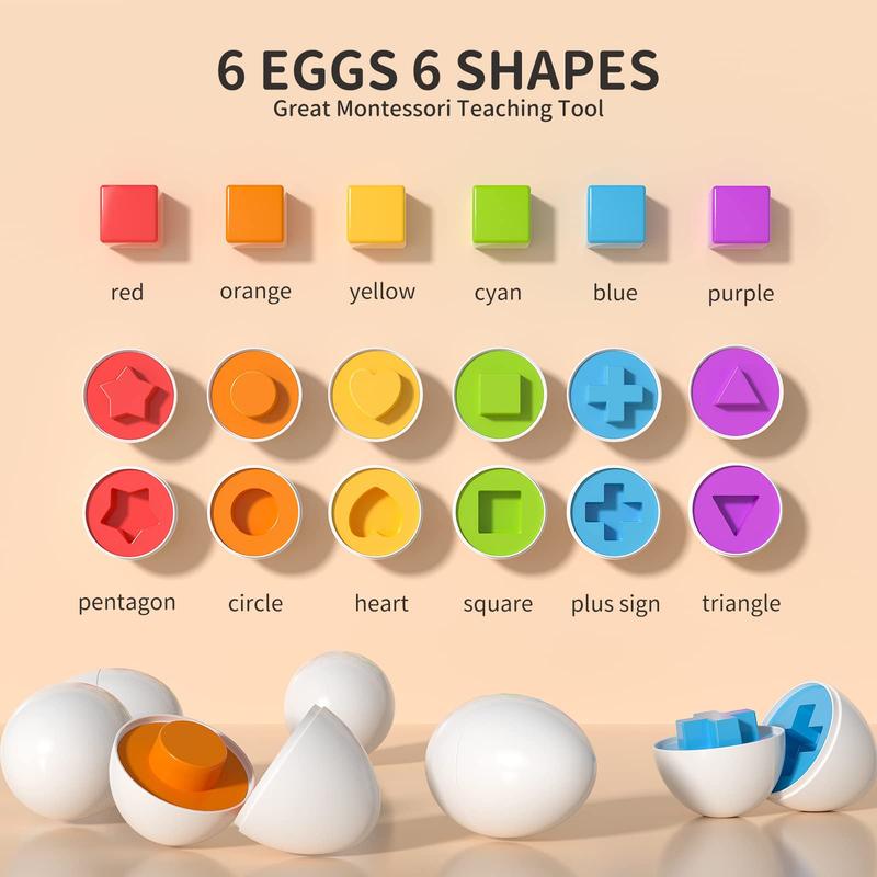 Christmas Gift Chicken Easter Eggs Toys - Color Matching Game Shape Sorter with 6 Toy Eggs , Fine Motor Skills Sensory Toys, Montessori Educational for